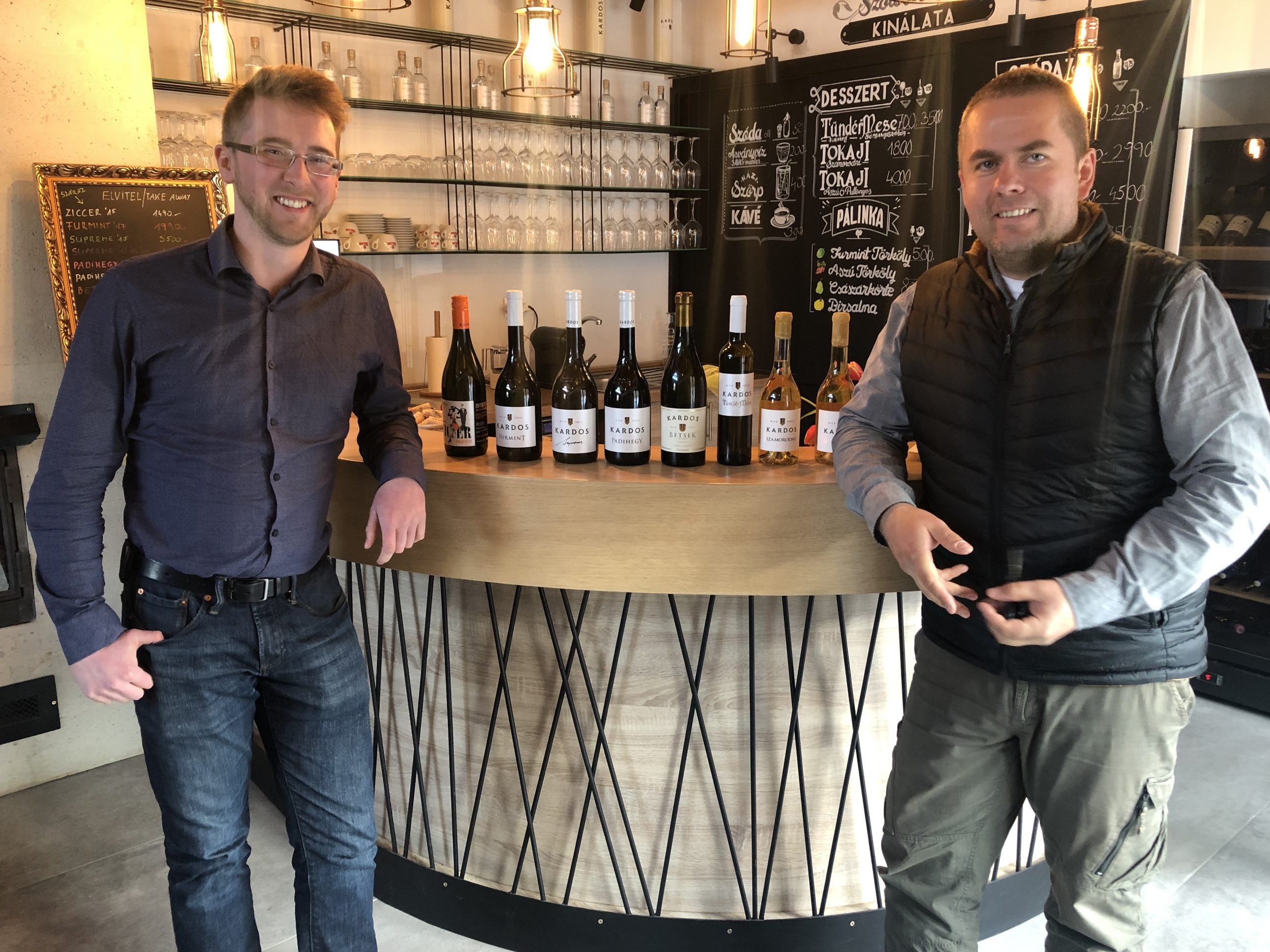 Gabor Kardos Tokaj winemaker with Ben Franks for a wine tasting