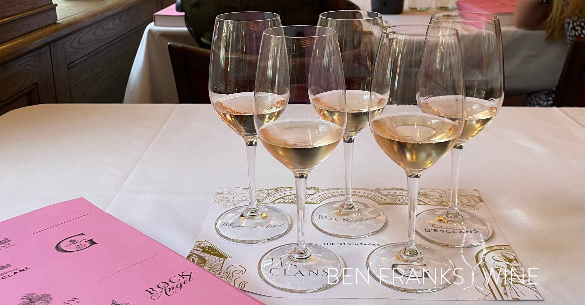 Jessica Summer enjoys a rosé wine tasting flight at 34 Mayfair in London.