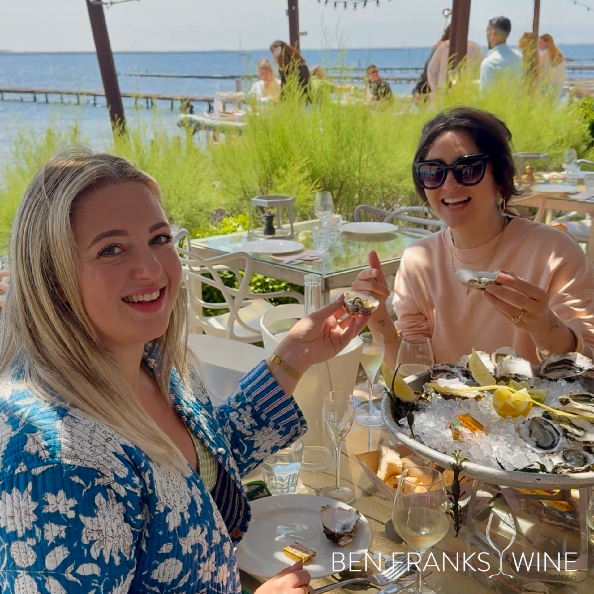 Jessica Summer and Sophia Longhi share Picpoul de Pinet and oysters
